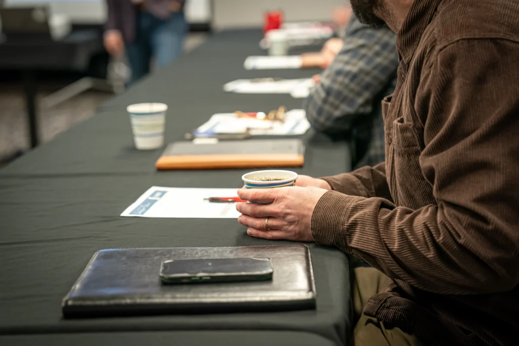 attendees working on a task